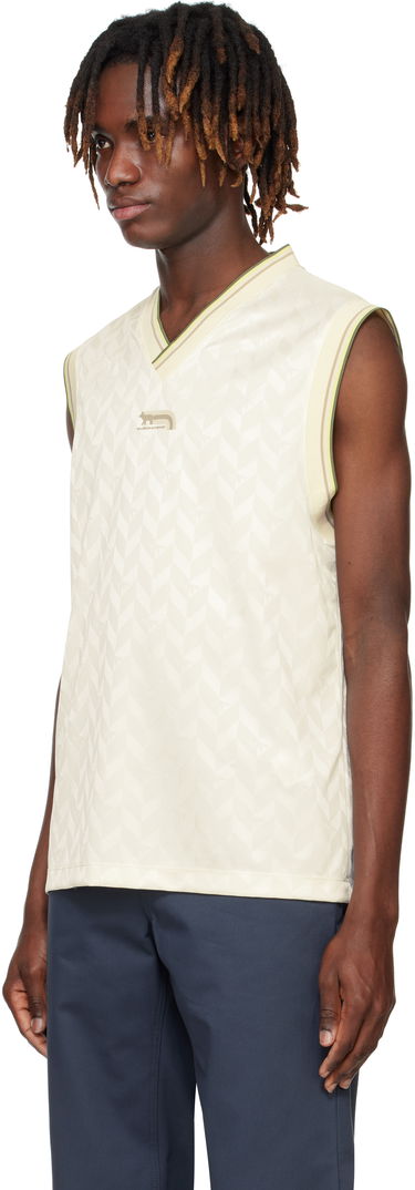 Vest MAISON KITSUNÉ Maison Kitsuné Jacquard Flash Fox Vest Beige | OM00119KJ7021, 3