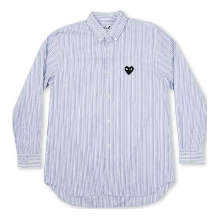Skjorte Comme des Garçons COMME des GARCONS PLAY Striped Shirt with Black Heart Blå | AZ-B009-051-1, 0