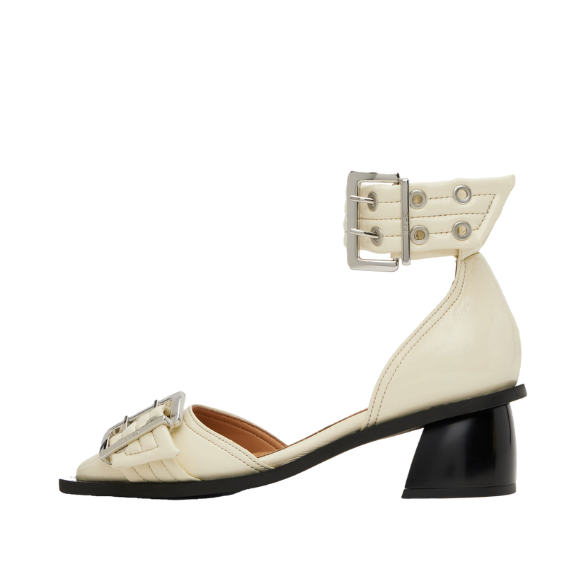 Sneakers og sko GANNI GANNI Buckle Open Cut Heels Hvid | S2902