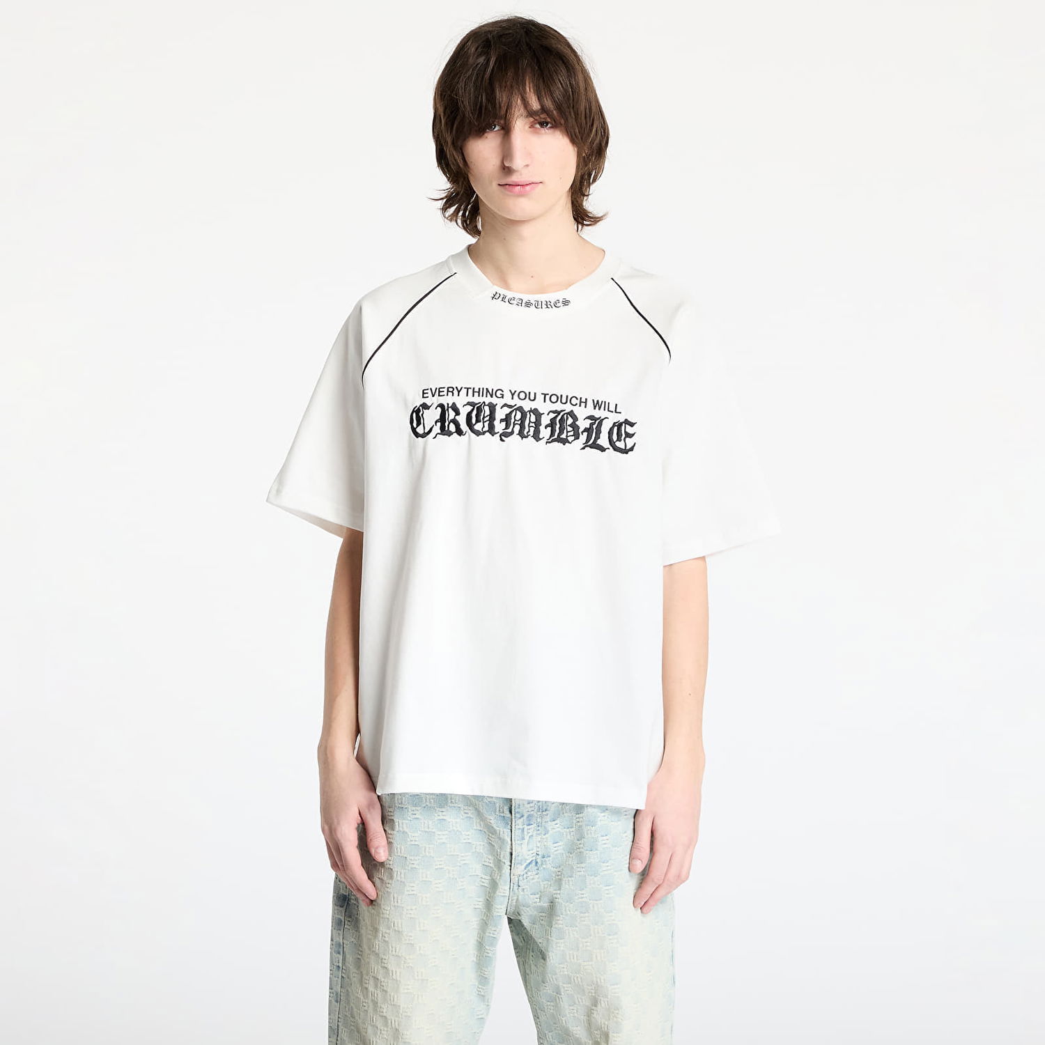 T-shirt Pleasures PLEASURES Crumble Heavyweight Raglan T-Shirt Hvid | P25SP026 WHITE, 0