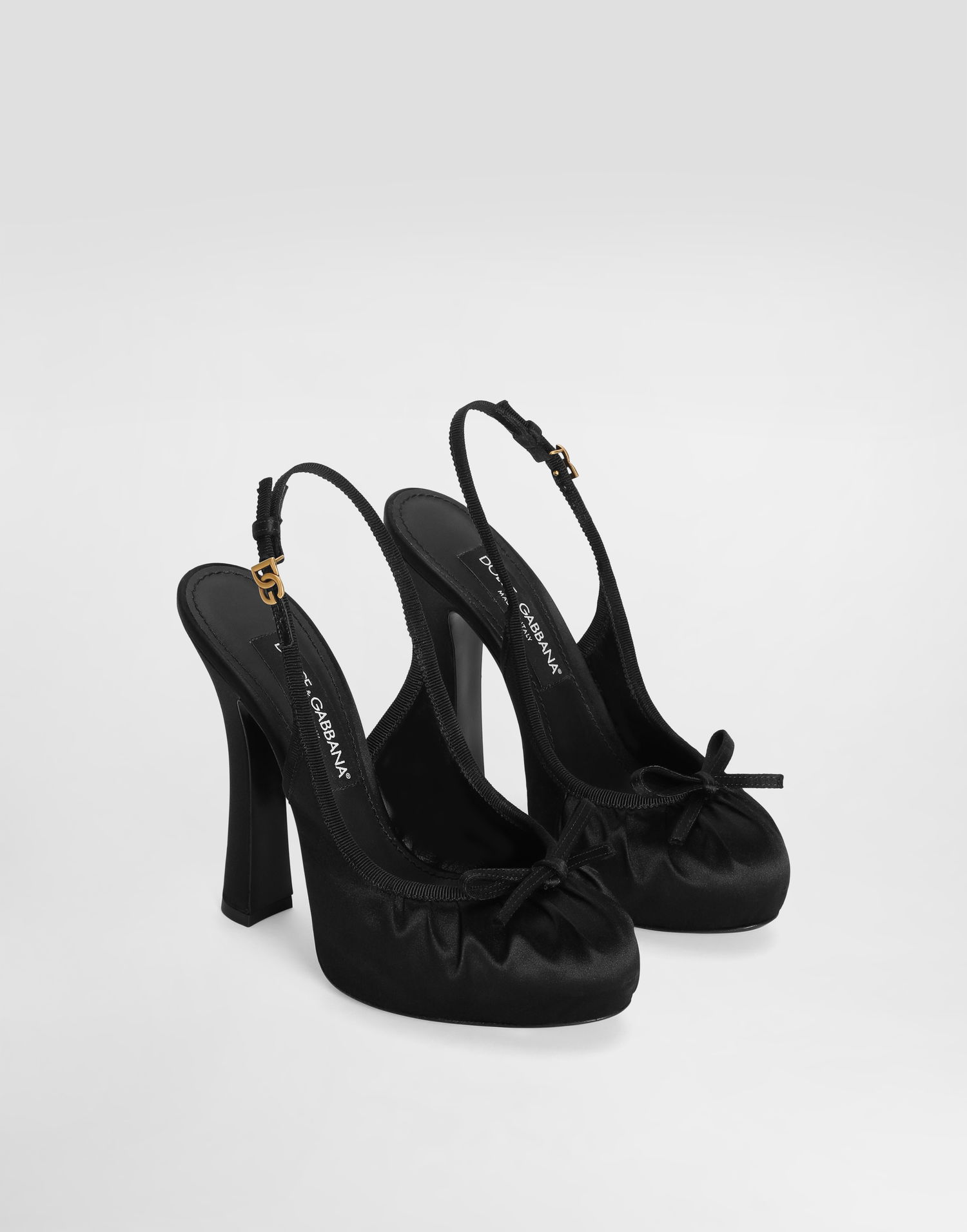 Tilbehør Dolce & Gabbana Dolce & Gabbana Satin Slingback Pumps Sort | CG0927AD1608B956, 1