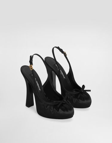 Tilbehør Dolce & Gabbana Dolce & Gabbana Satin Slingback Pumps Sort | CG0927AD1608B956, 1