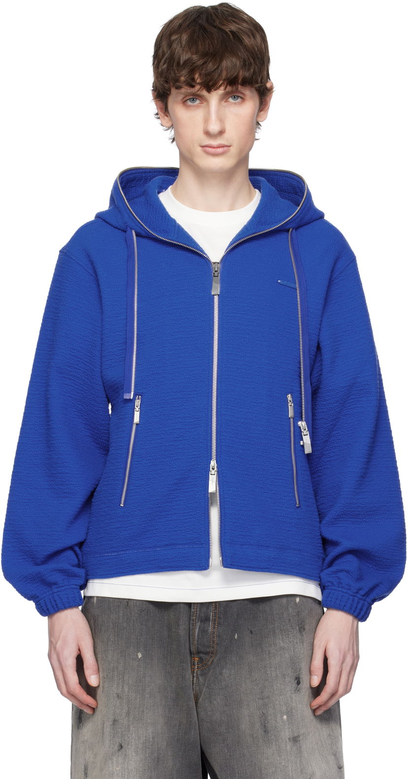 Sweatshirt ADER ERROR ADER error Realce Product. 31 Zip-Up Hoodie Blå | BO01SSHD0402BL