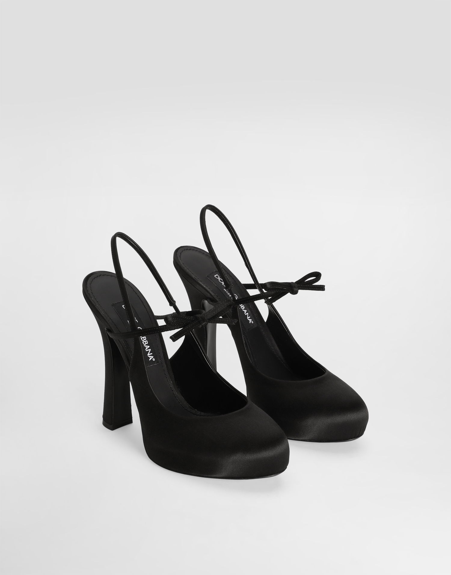 Tilbehør Dolce & Gabbana Dolce & Gabbana Satin Slingbacks with Bow Detail Sort | CG0930AE5478B956, 1