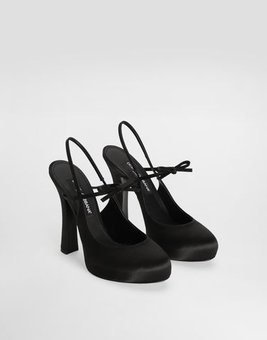 Tilbehør Dolce & Gabbana Dolce & Gabbana Satin Slingbacks with Bow Detail Sort | CG0930AE5478B956, 1