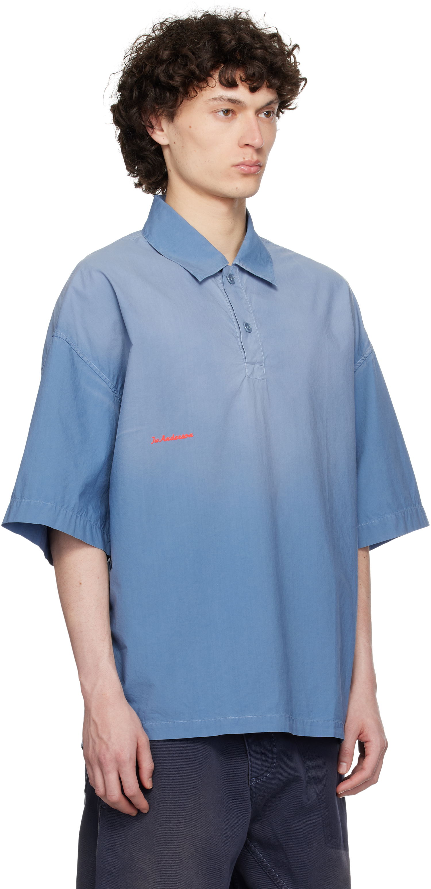 Polo skjorte JW Anderson JW Anderson Oversized Logo Polo Blå | SH0358-PG1764, 1