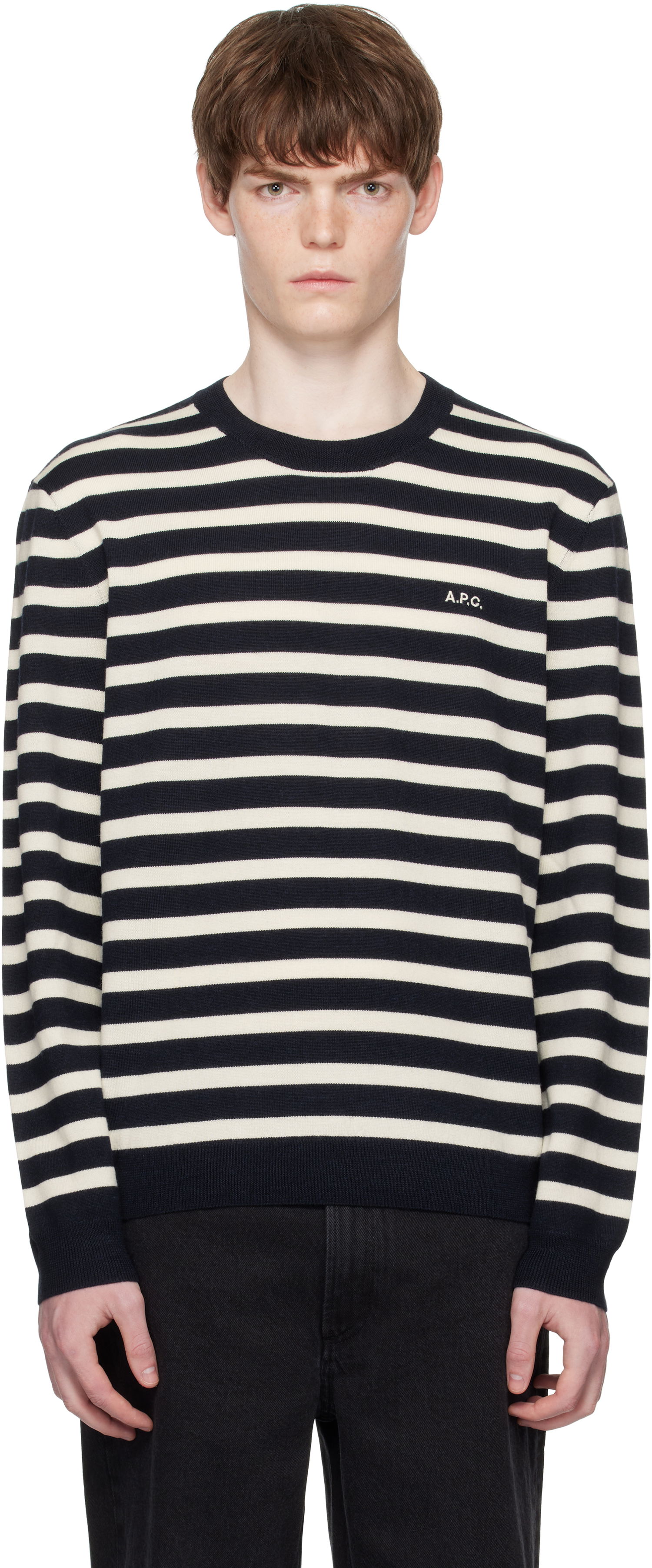 Sweater A.P.C. A.P.C. Matthias Striped Sweater Mørkeblå | WVBEC-H23431, 0