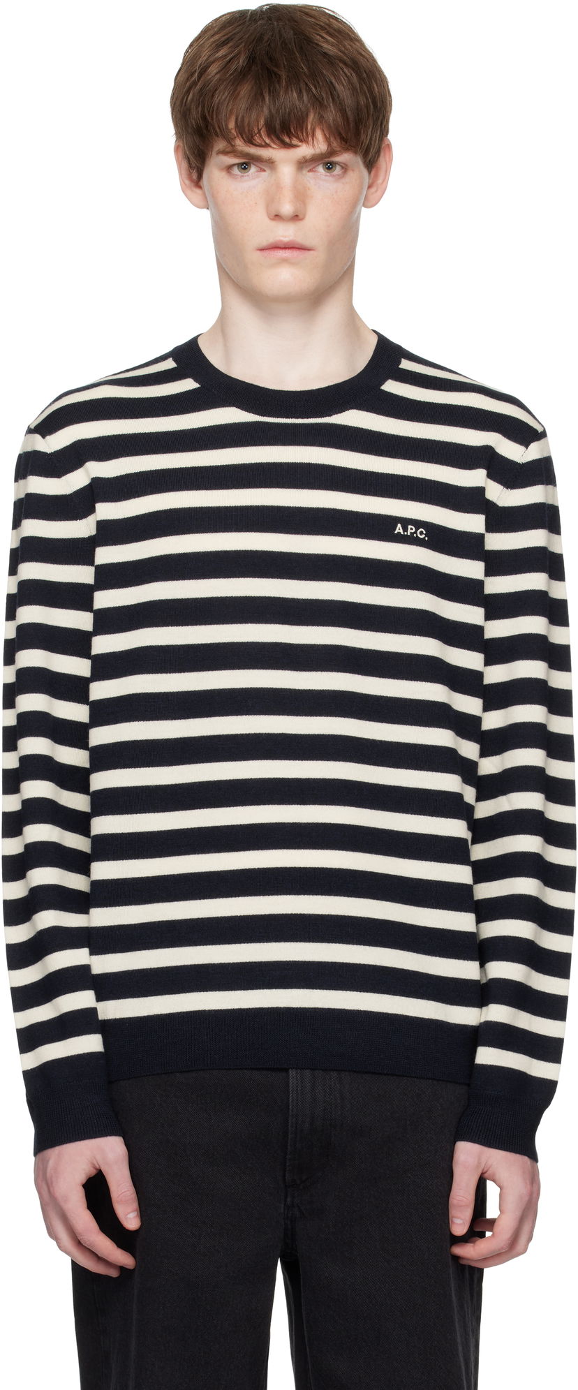 Sweater A.P.C. A.P.C. Matthias Striped Sweater Mørkeblå | WVBEC-H23431