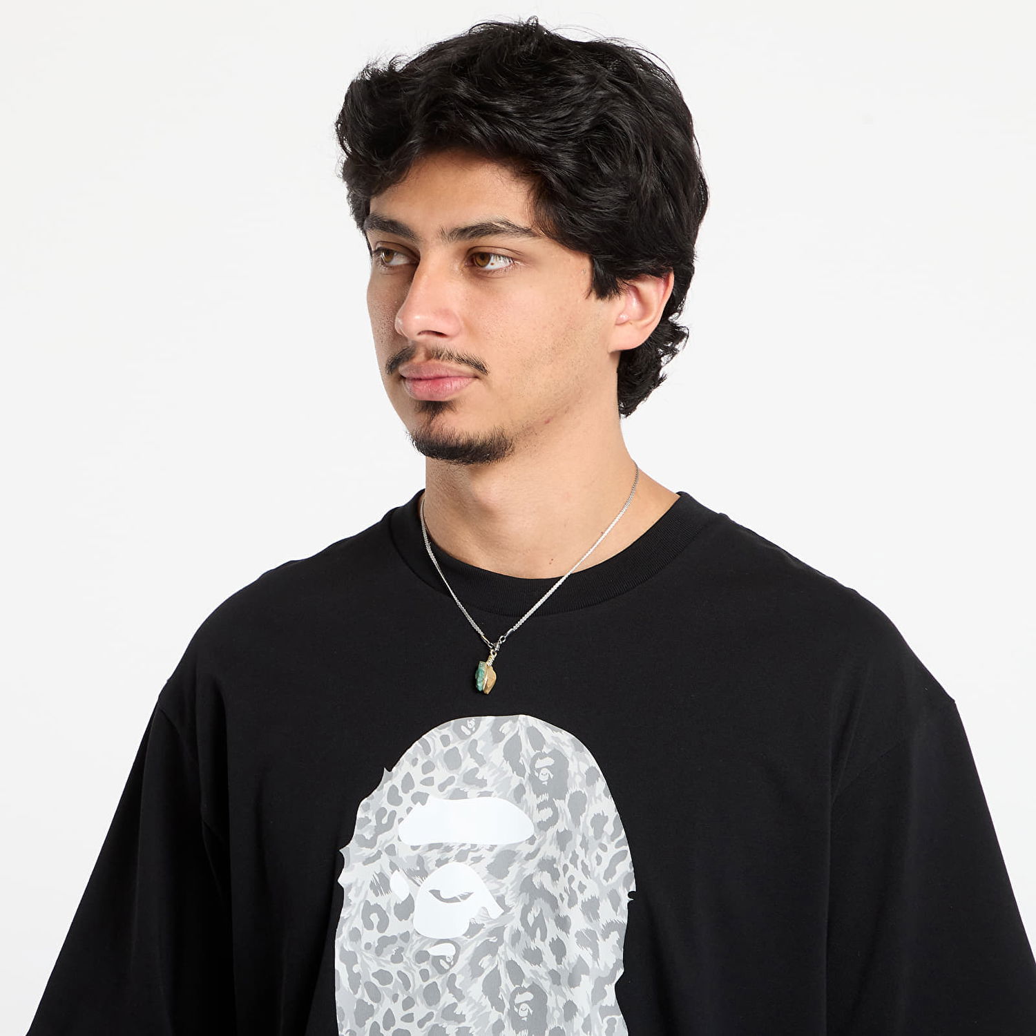 T-shirt BAPE Wild Leopard Pattern Ape Head Relaxed Fit T-Shirt Sort | 001TEL801306MBLK, 1