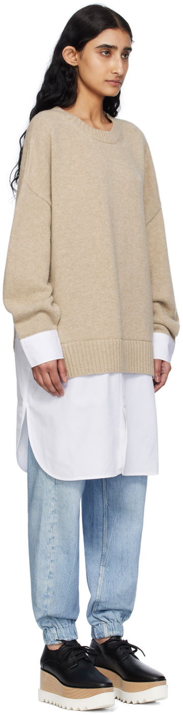 Sweater Stella McCartney Stella McCartney Women's Shirting Detail Knit Sweater Beige | 6K08363S2515, 1