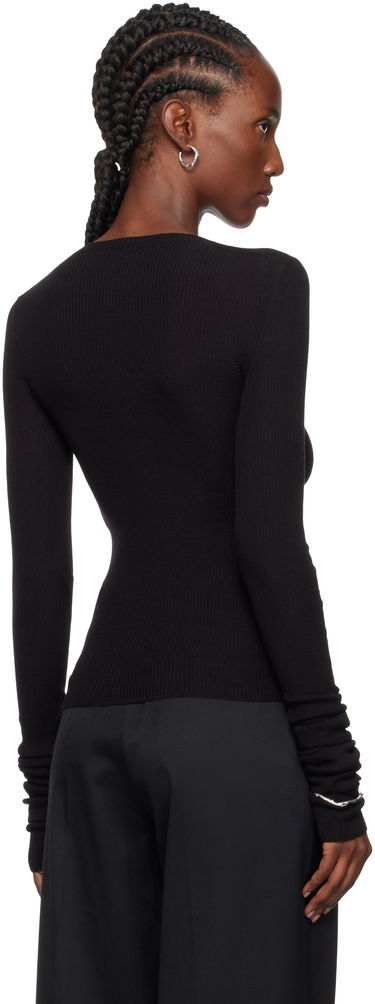 Sweater Ann Demeulemeester Ann Demeulemeester Lyell Elbow Cutout Fitted Sweater Sort | 2520-W-KN02-KN043-099, 2