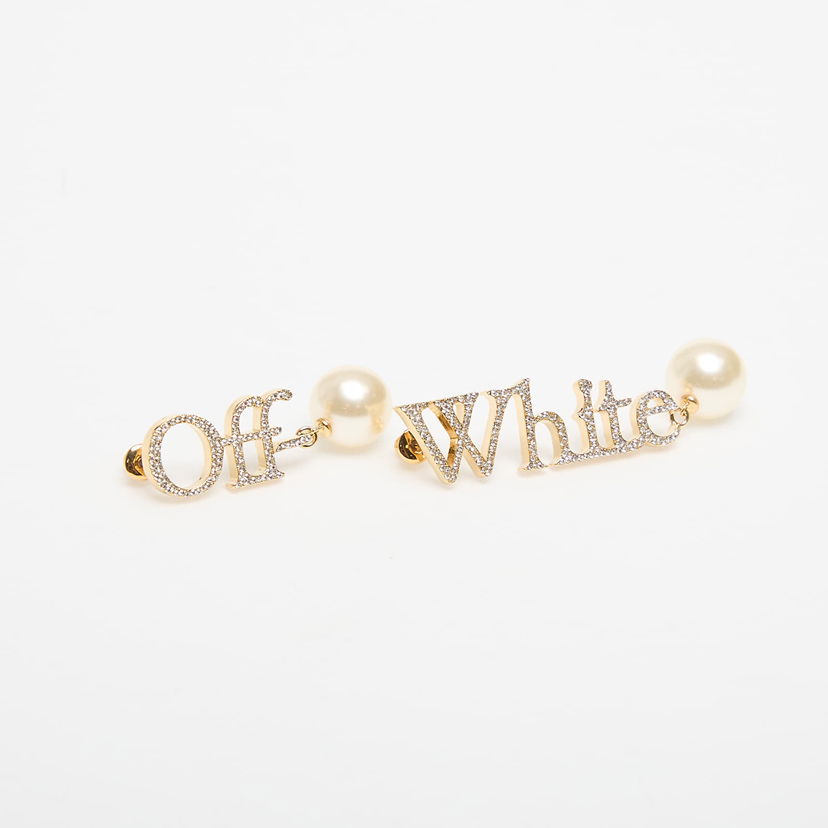 Øreringe Off-White Off-White Logo Earrings with Pearls and Rhinestones Metalisk | OWOD298C99MET0017601