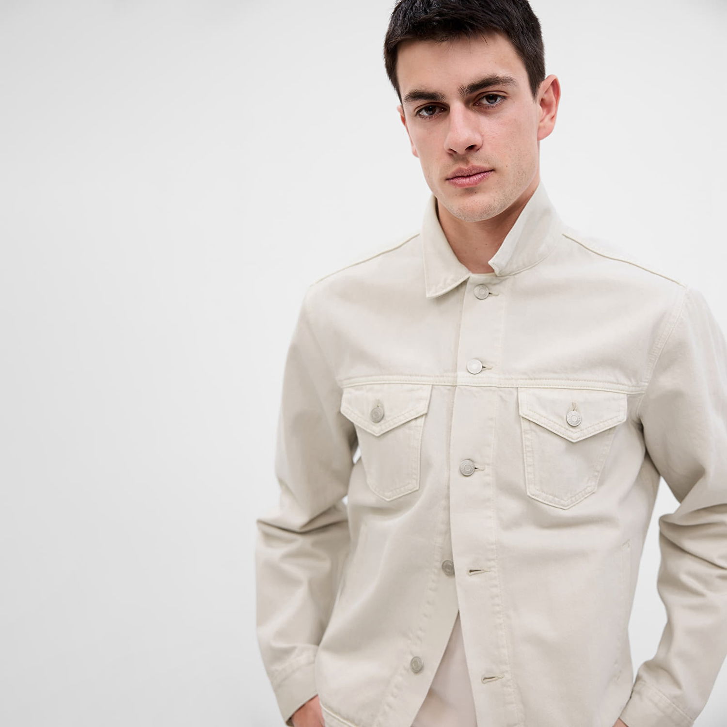 Jakke GAP Denim Jacket Grey Splash Beige | 585765-01, 1