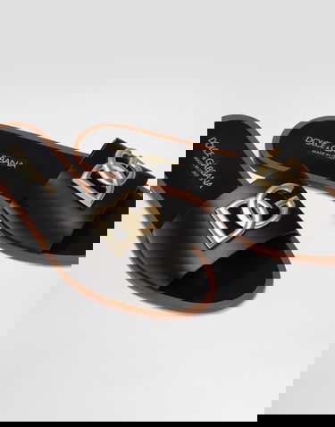 Tilbehør Dolce & Gabbana Dolce & Gabbana Calfskin Flat Slides With DG Logo Sort | CQ0619AW57680999, 3