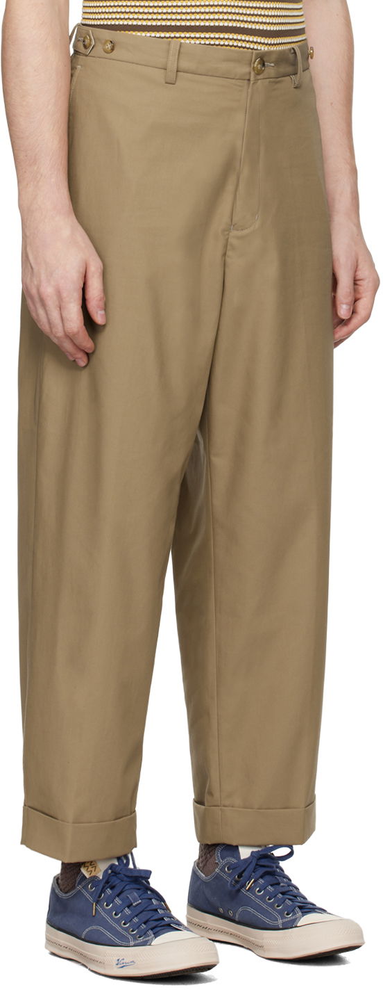 Bukser BEAMS Beams Plus Ivy Wide Leg Trousers Beige | 3823-0128-803, 1