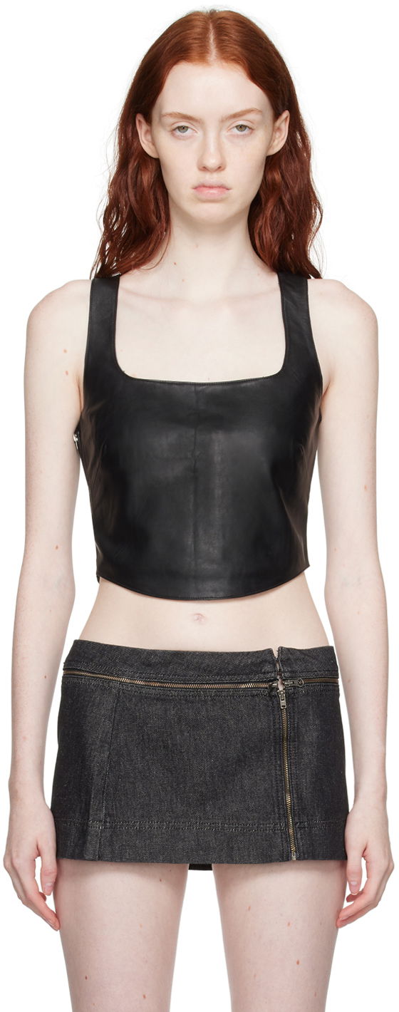 Tanktop Miaou Miaou Zola Leather Tank Top Sort | 7102RLBLK