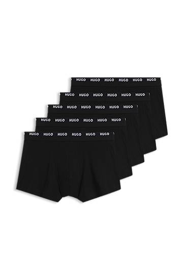 Boksere BOSS Stretch-Cotton Trunks with Logo Waistbands, 5-Pack undefined | 50493840