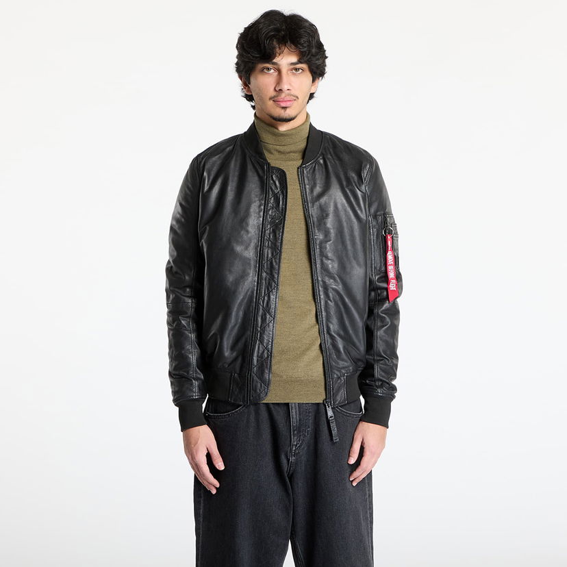 Bomberjakke Alpha Industries Alpha Industries MA-1 Leather Jacket Sort | 156141-03