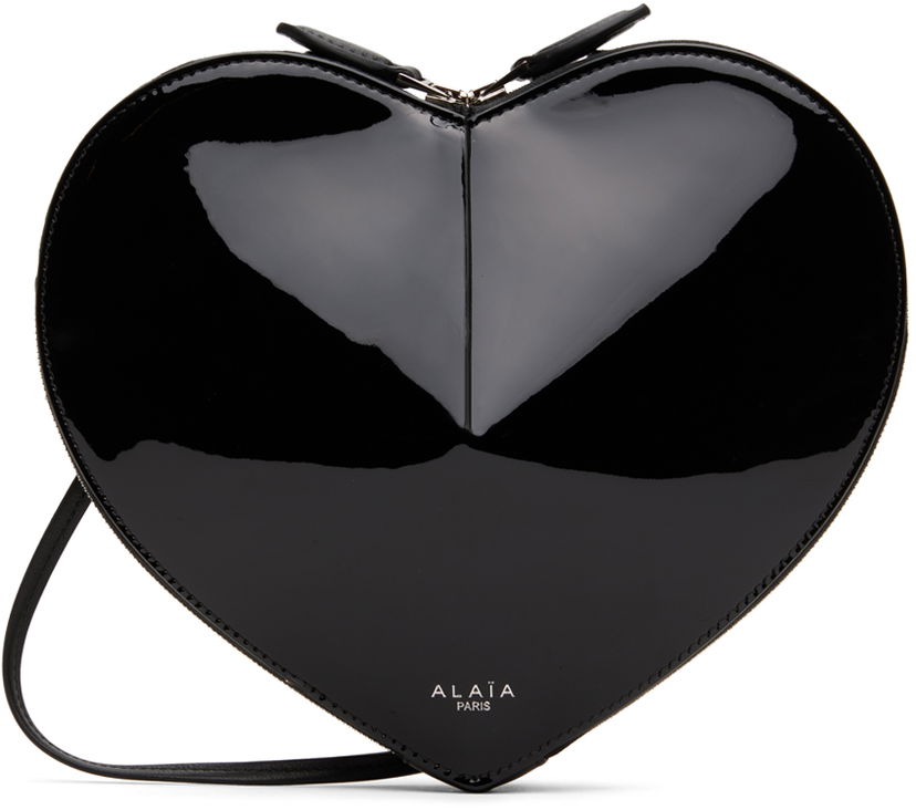 Skuldertaske Alaïa Heart Shaped Patent Leather Crossbody Bag Sort | AA1P003CA189