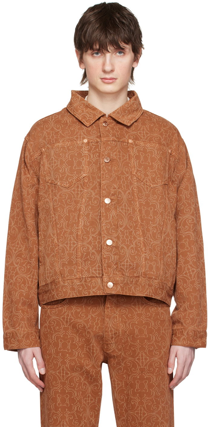 Jakke Drôle de Monsieur Drôle De Monsieur Faïence Print Denim Jacket Brun | B-JT137-CO052-CG, 0