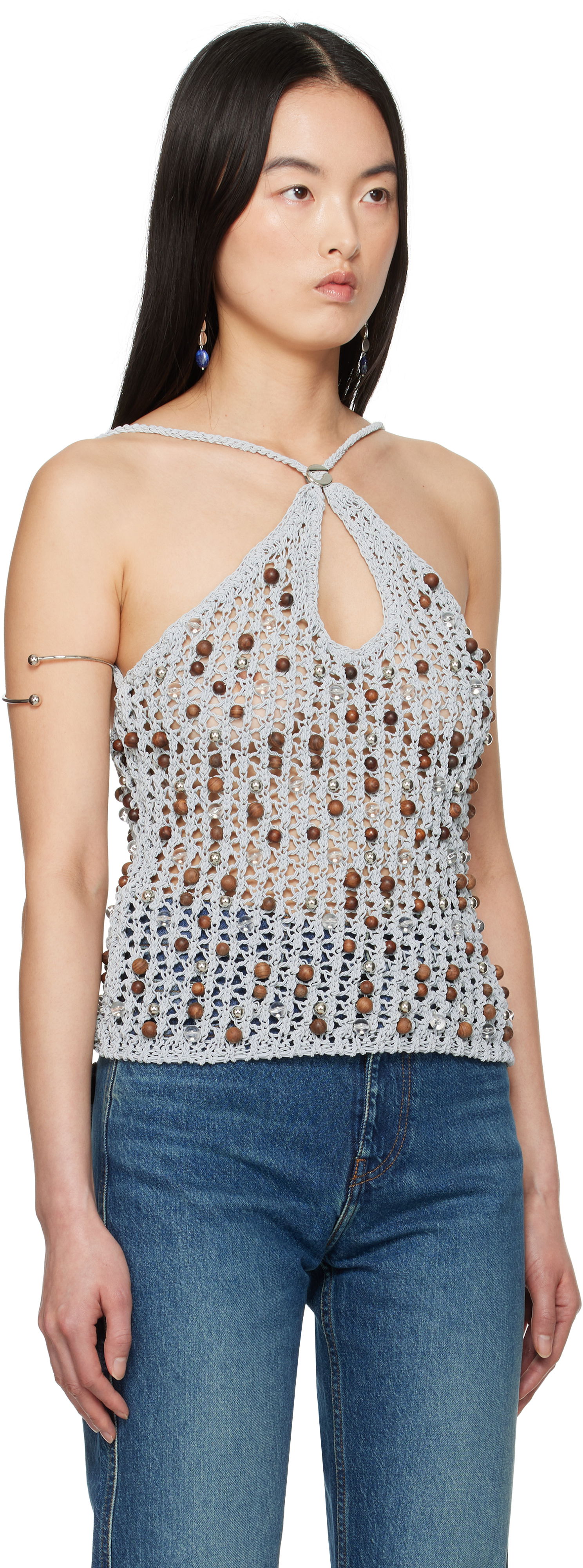 Tanktop Coperni Coperni Beaded Knitted Tank Top Grå | COPML132Y3013, 1