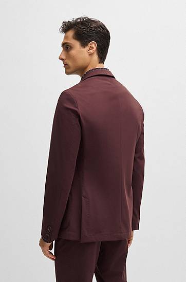Jakke BOSS BOSS Slim-Fit Performance-Stretch Jersey Jacket Bourgogne | 50521579, 1
