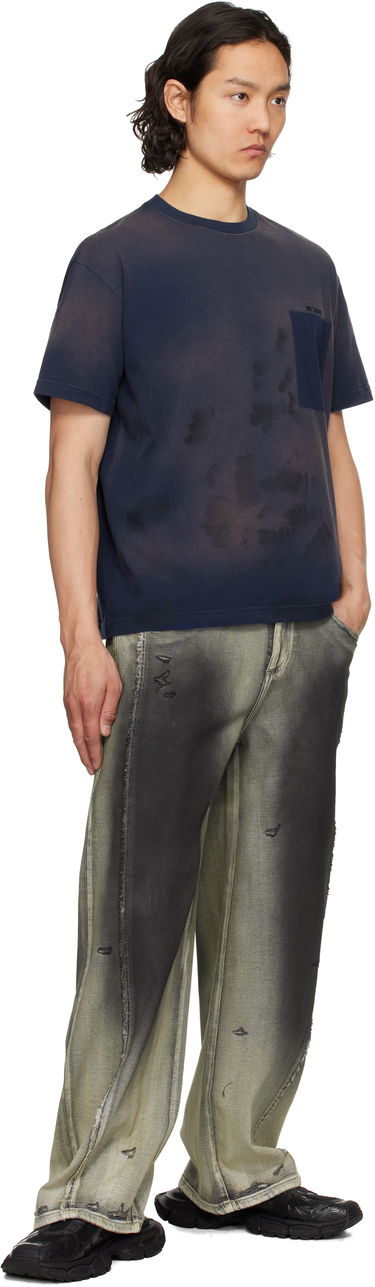 T-shirt We11done We11done Embroidered Grunge T-Shirt Mørkeblå | WD-TT1-25-725-U-NV, 3