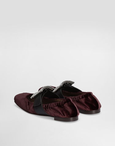 Tilbehør Dolce & Gabbana Dolce & Gabbana Velvet Ballet Flats with Jeweled Buckle Bourgogne | CB0249A65048S702, 2
