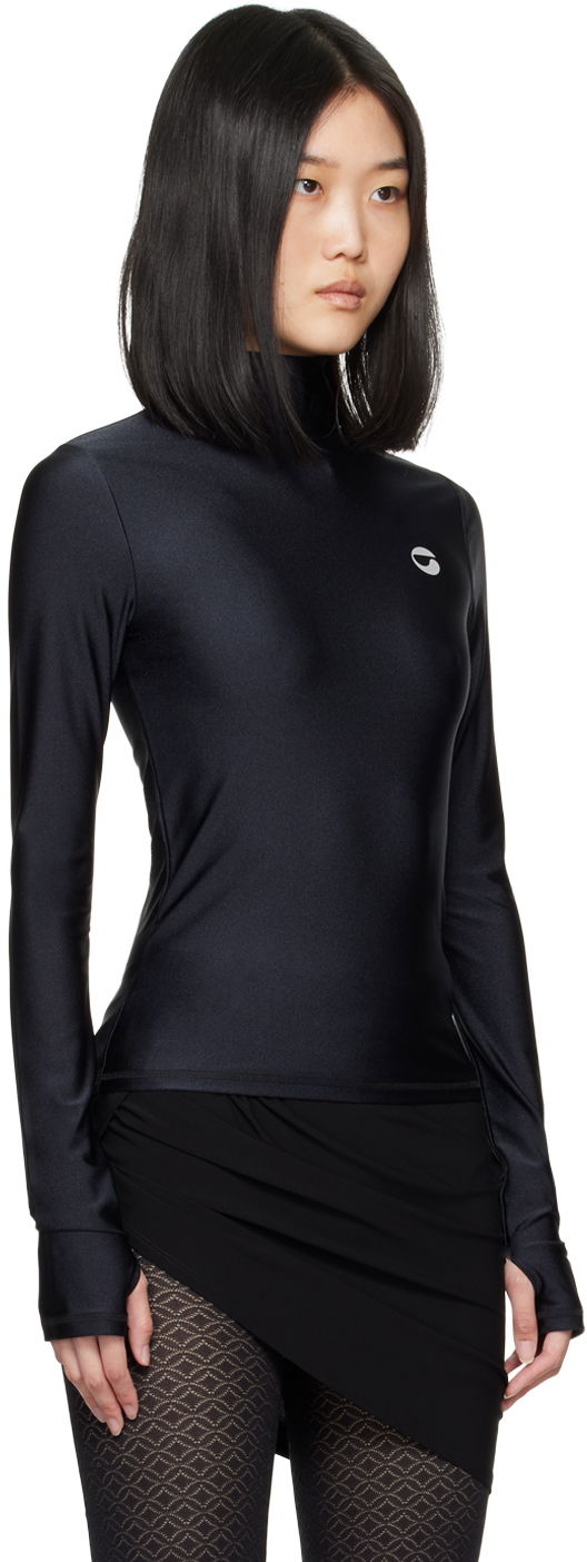 T-shirt Coperni Tight High Neck Long Sleeve T-Shirt Sort | COPJS20545, 1