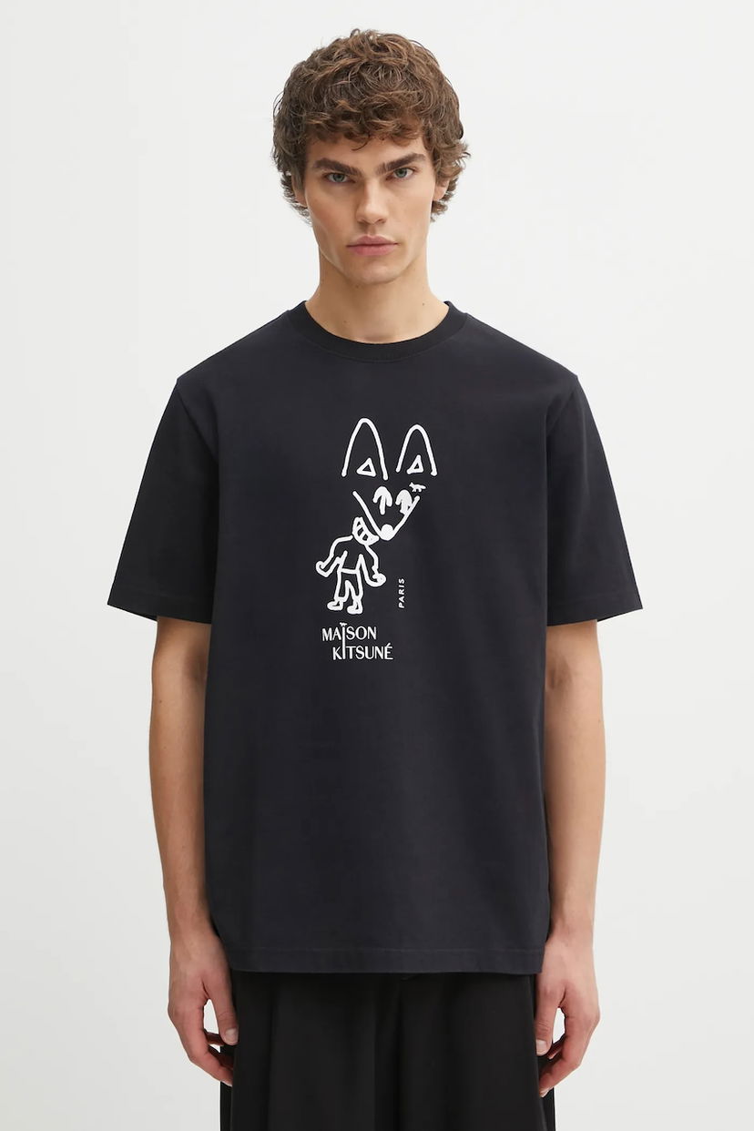 T-shirt MAISON KITSUNÉ Party Fox Comfort Graphic T-Shirt Sort | PM00116KJ7025