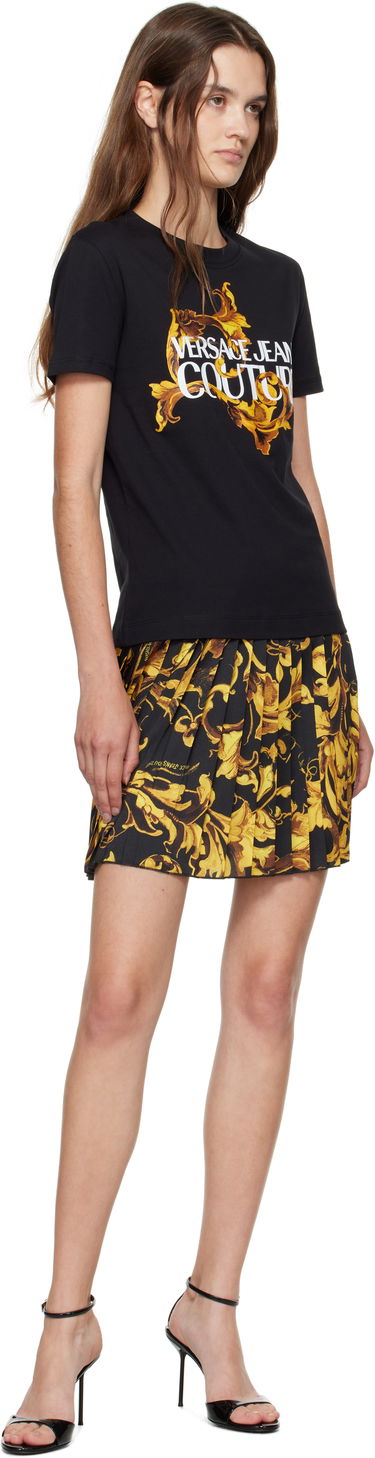 T-shirt Versace Versace Jeans Couture Cotton Jersey T-shirt with Baroque Print Sort | E79HAHE06_ECJ00E, 3