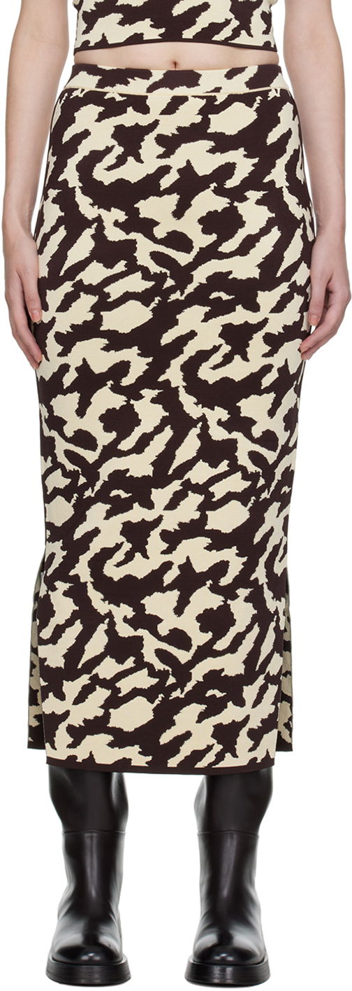 Nederdel Nanushka Abstract Print Midi Skirt Brun | NW22PFSK00577, 0