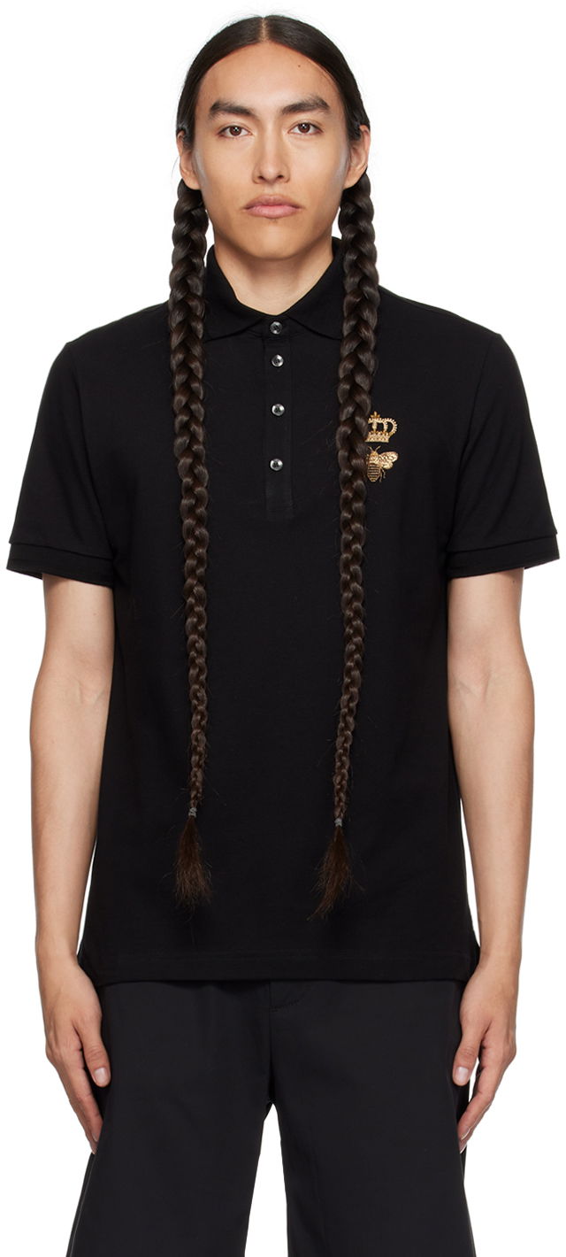 Polo skjorte Dolce & Gabbana Black Embroidered Polo Sort | G8LZ1ZG7WUR, 0