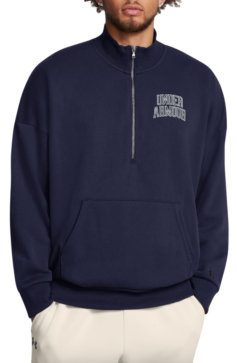 Sweatshirt Under Armour Terry Half-Zip Sweatshirt Mørkeblå | 1386550-410