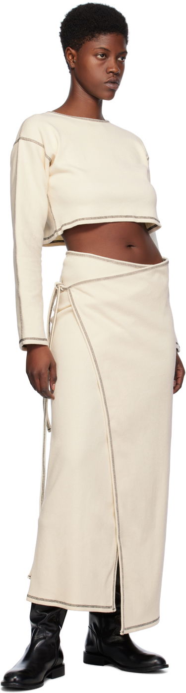 Nederdel Baserange Wrap Midi Skirt Beige | SKGW-RIB-SP24, 3