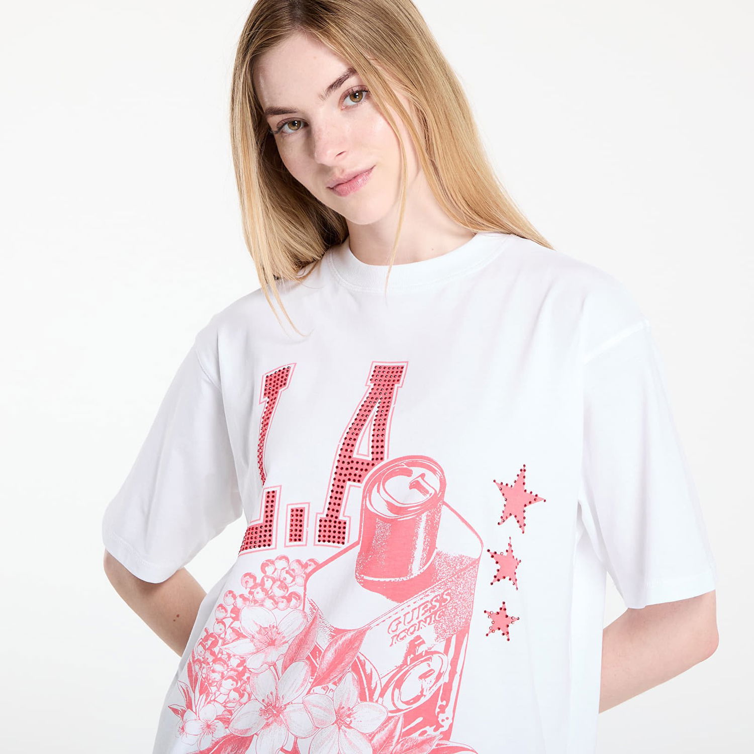 T-shirt GUESS GUESS Monochrome Graphic Tee Hvid | W5YI10JA914-F0F7, 0