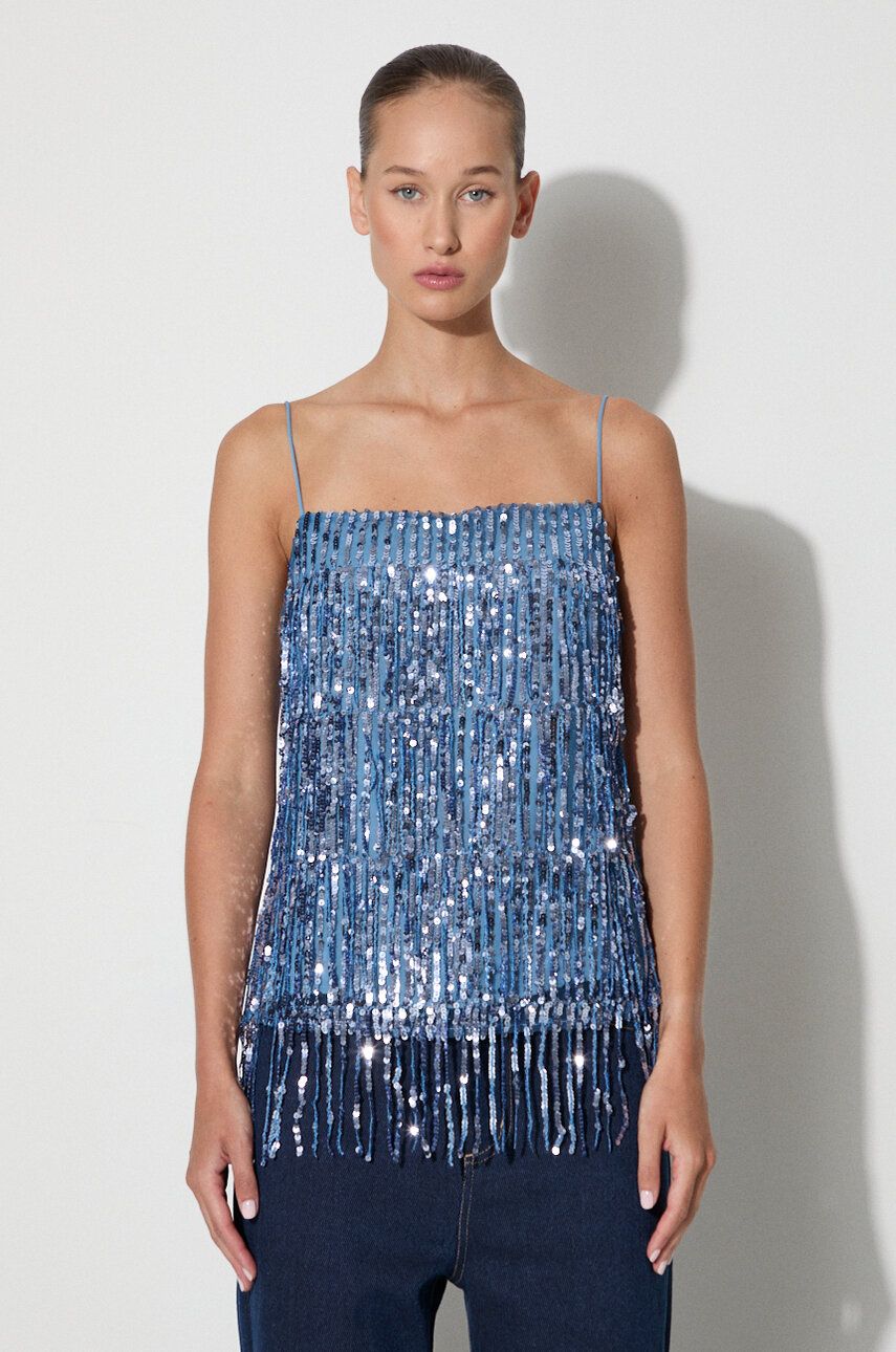 Tanktop Samsoe Samsoe Sequined Fringe Cami Top by Samsoe Samsoe Blå | F23200094, 0