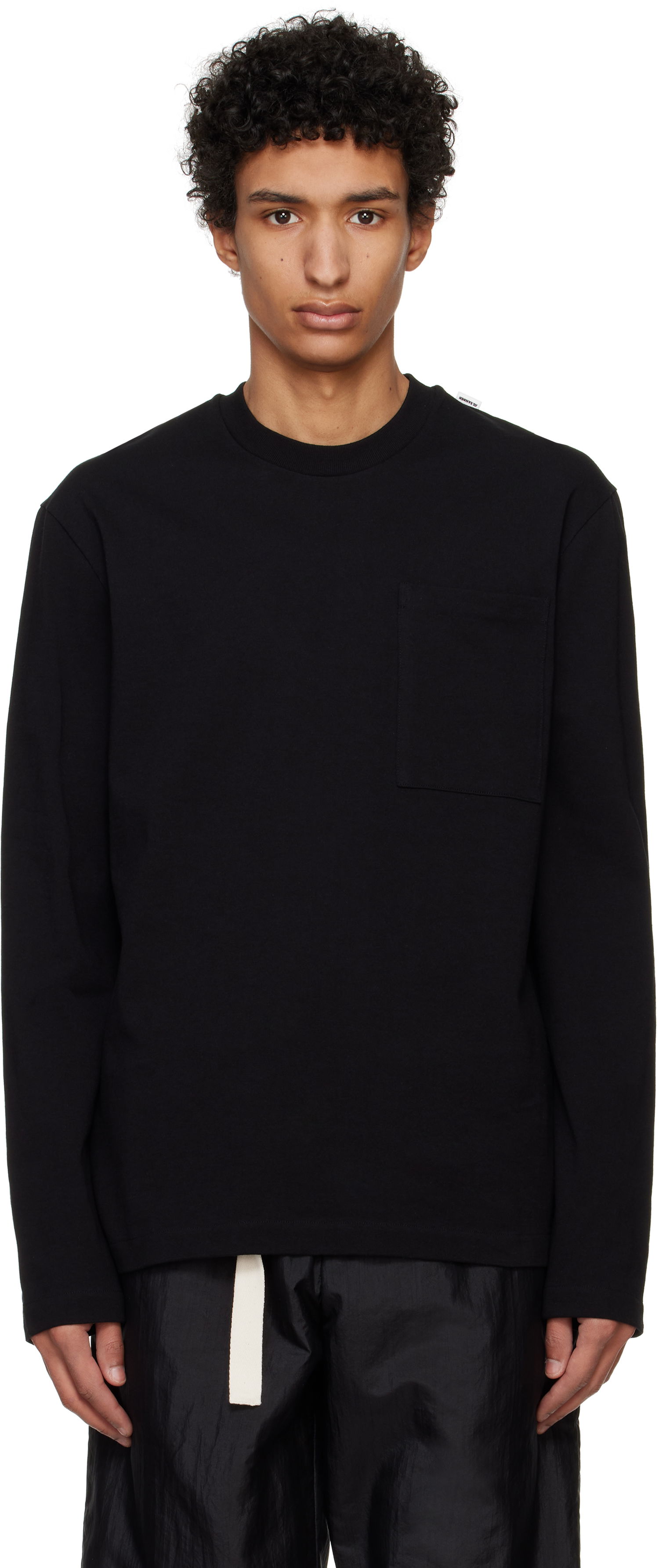 Sweater Jil Sander Jil Sander Logo Flag Pocket Long Sleeve T-Shirt Sort | J22GC0196_J20256, 0