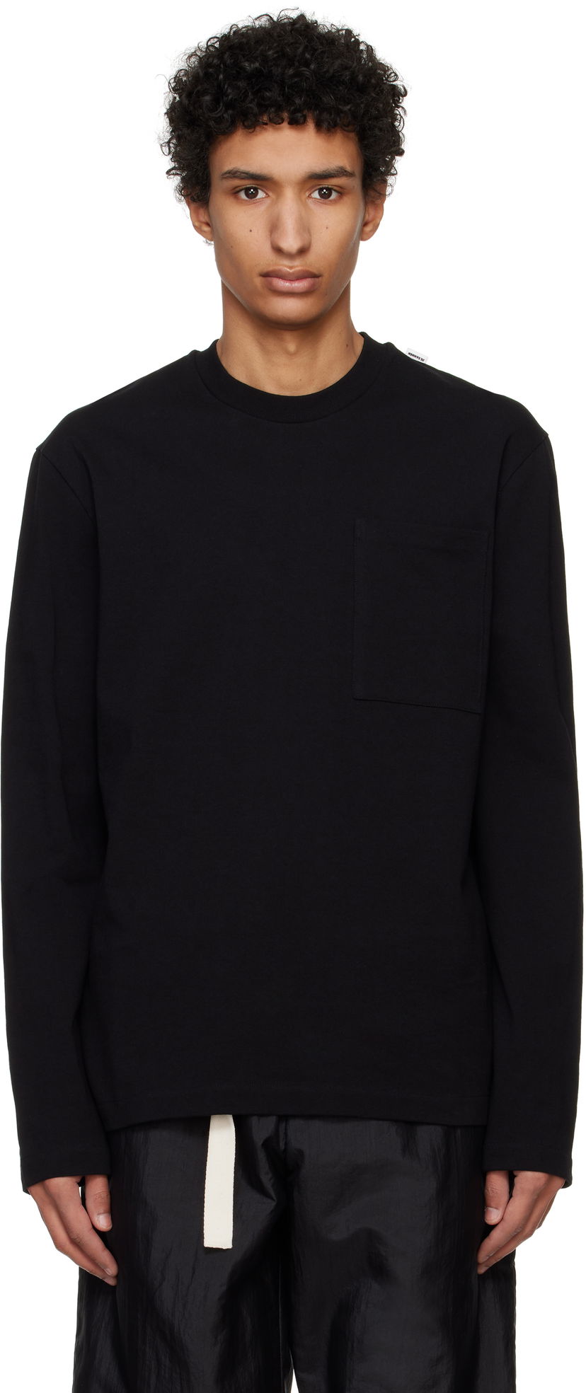 Sweater Jil Sander Jil Sander Logo Flag Pocket Long Sleeve T-Shirt Sort | J22GC0196_J20256