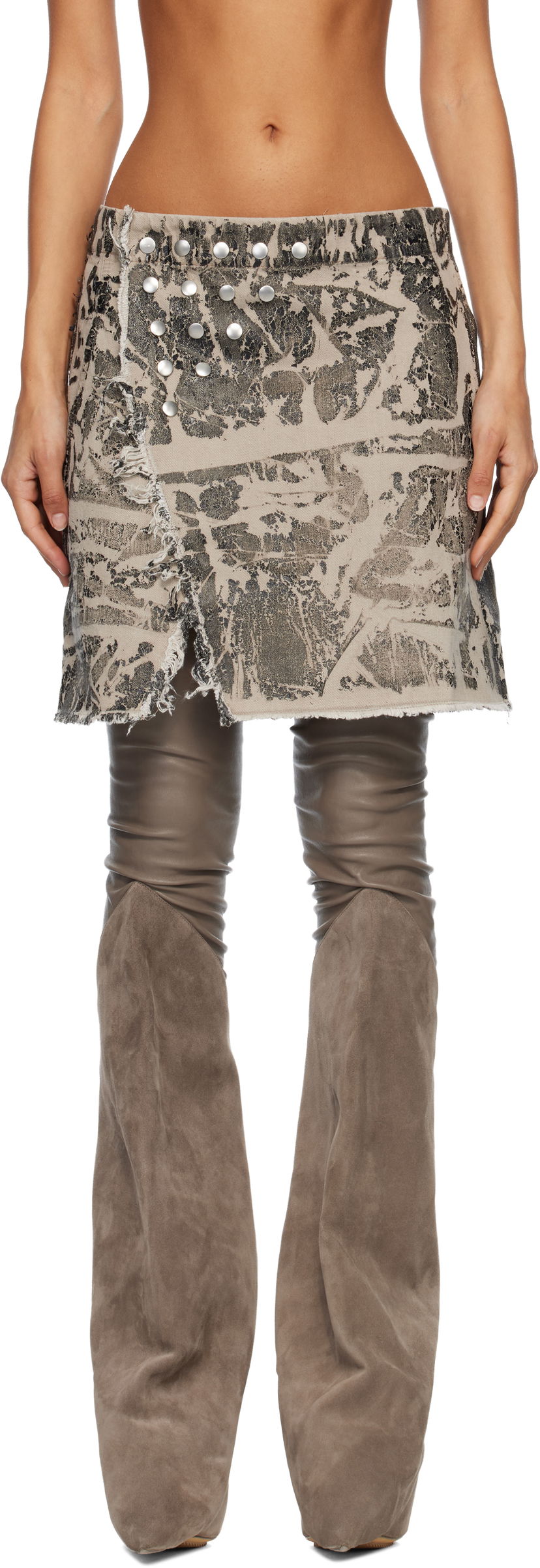 Nederdel Rick Owens Concordians Sisynap Studded Distressed Miniskirt Flerfarvet | DS02E7329 DWF