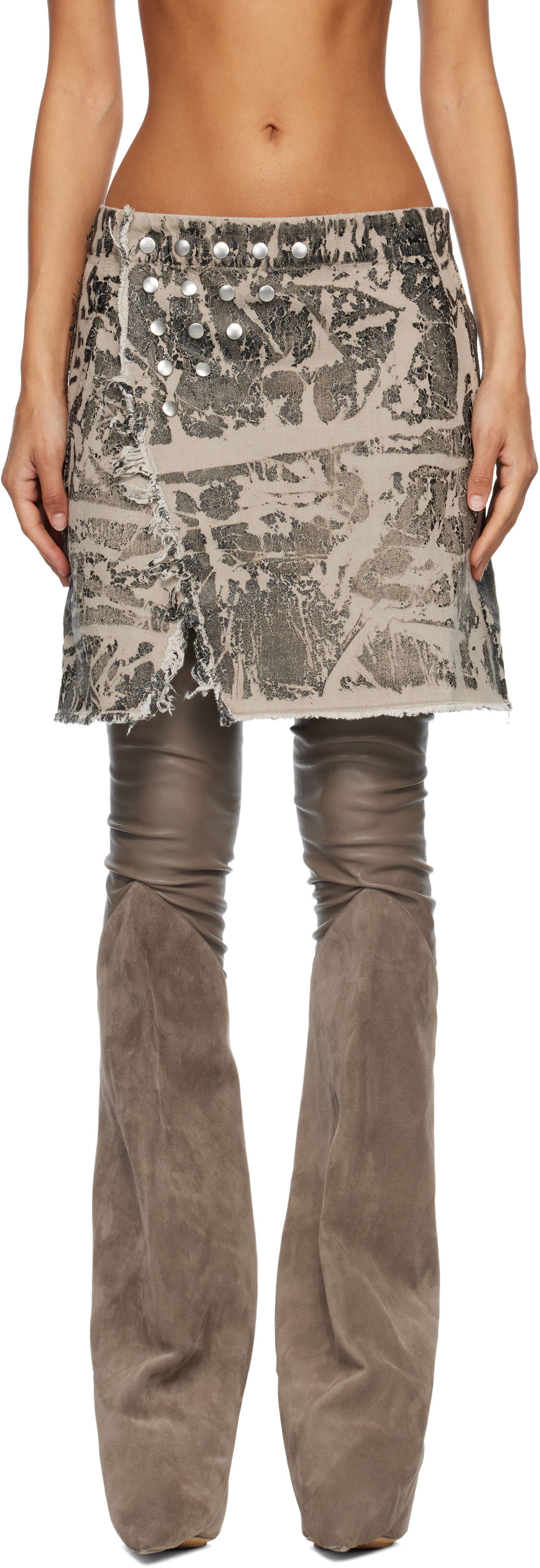 Nederdel Rick Owens Concordians Sisynap Studded Distressed Miniskirt Flerfarvet | DS02E7329 DWF, 0