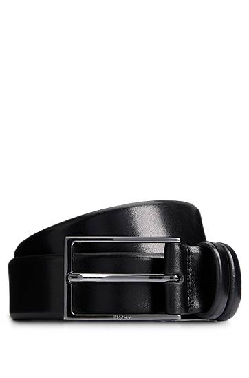 Bælter BOSS Leather Belt with Gunmetal Hardware Sort | 50239979
