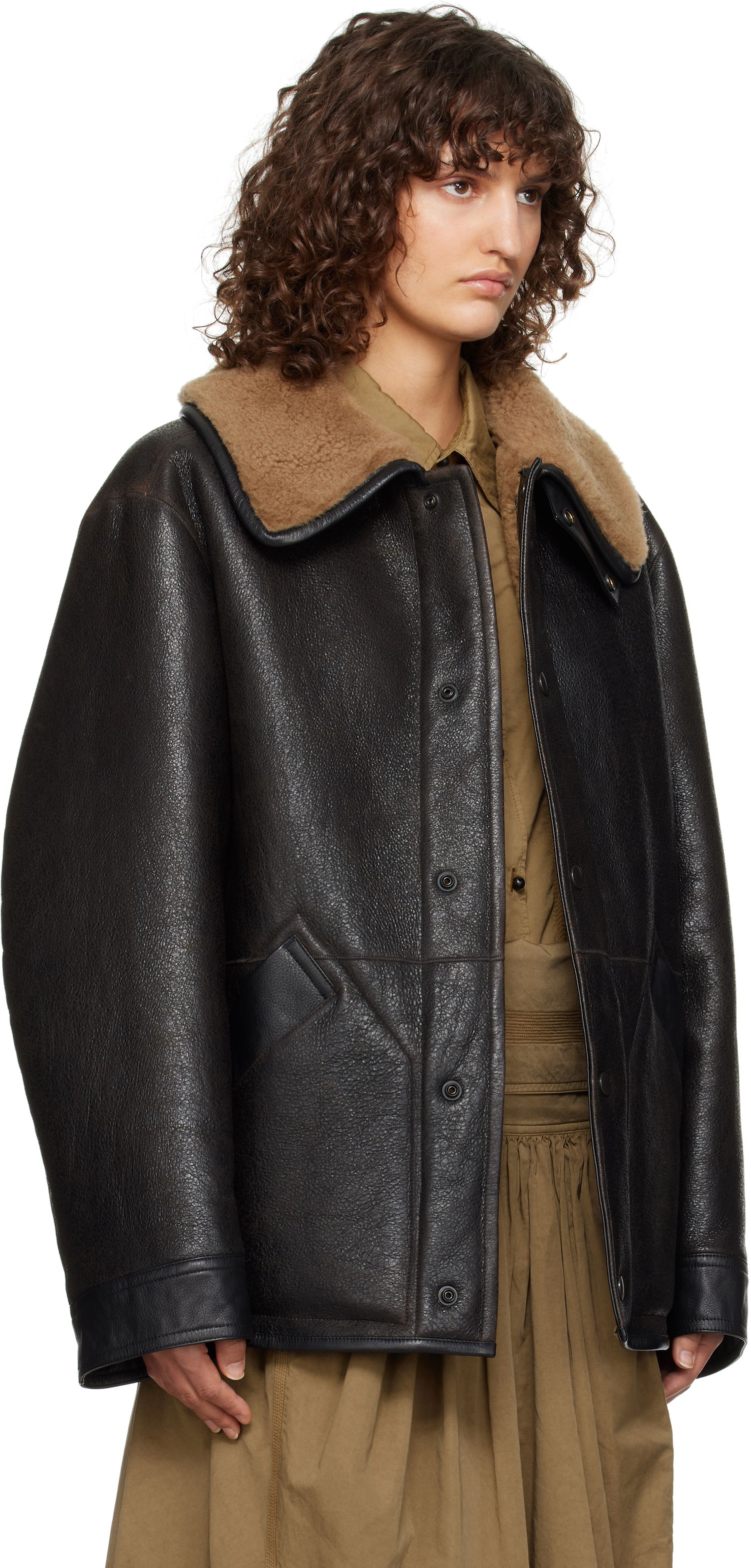 Bomberjakke LEMAIRE Shearling Oversized Jacket Sort | CO1080 LL0092, 1