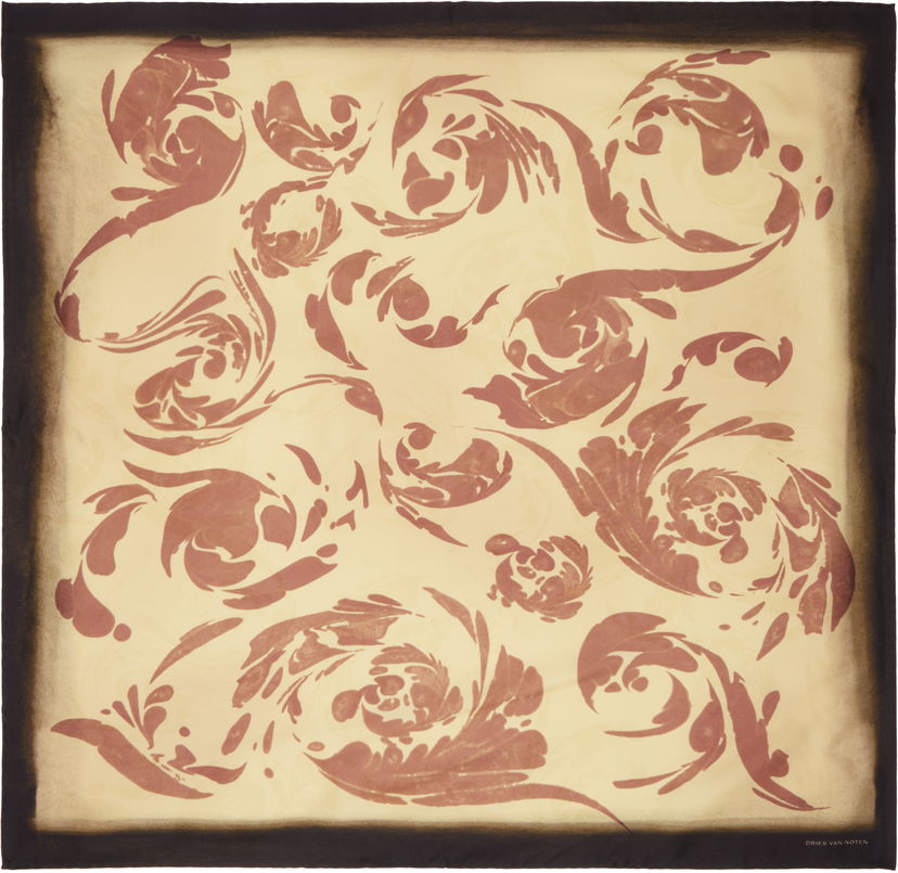 Tørklæde Dries Van Noten Dries Van Noten Printed Silk Scarf Beige | 251-021303-1010