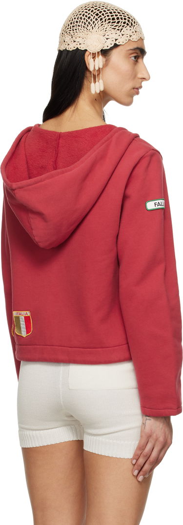 Sweatshirt Bode Bode Camper Cropped Zip Hoodie Rød | WRS25CS028, 2