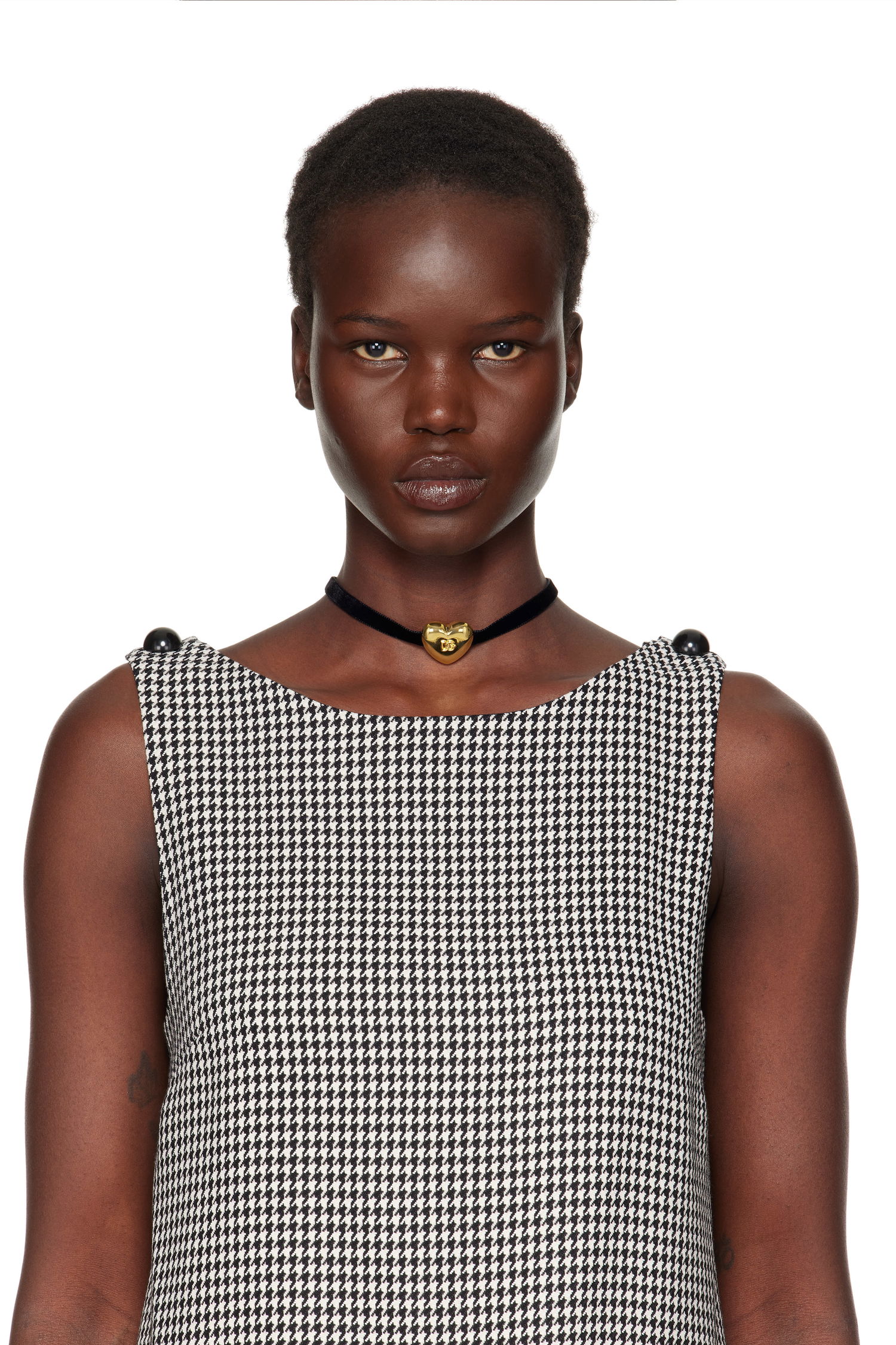 Halskæde Dolce & Gabbana DG Logo Heart Velvet Choker Sort | WNQ8S1 W1111, 1