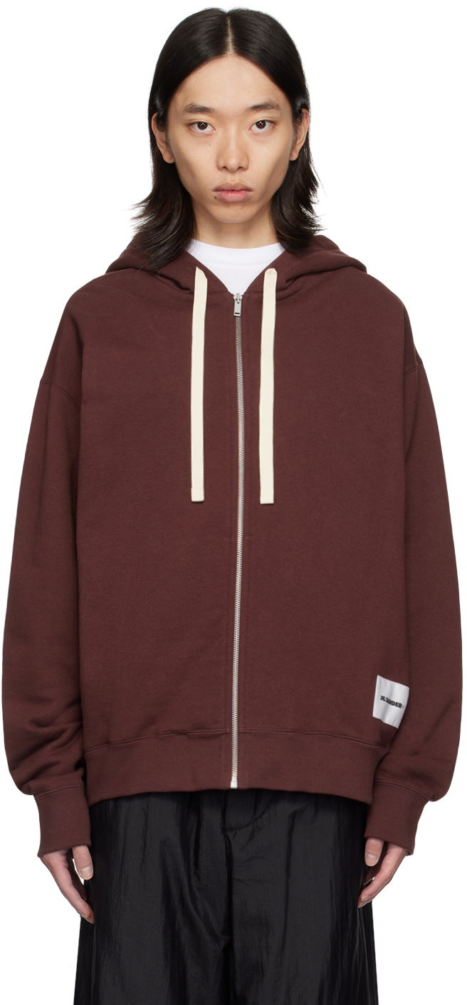 Sweatshirt Jil Sander Jil Sander Logo Patch Zip Hoodie Brun | J47HG0101_J20039