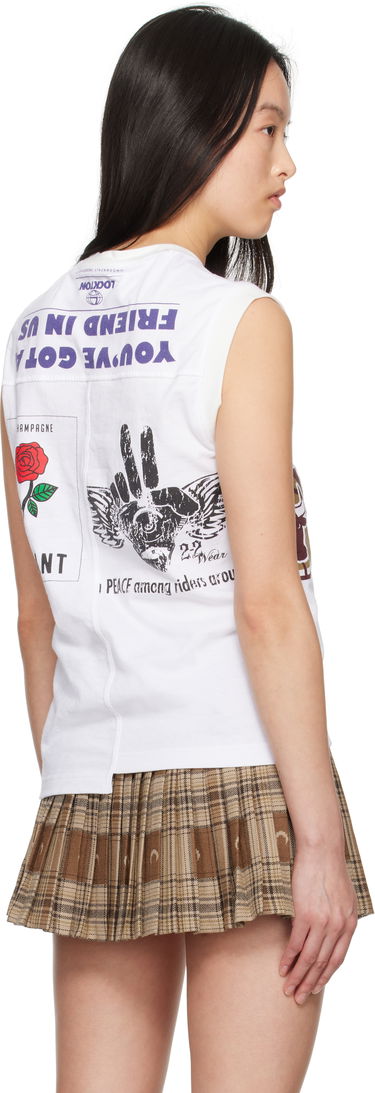 Tanktop Marine Serre Marine Serre Graphic Print Tank Top Hvid | MTT090A UJER0003, 2