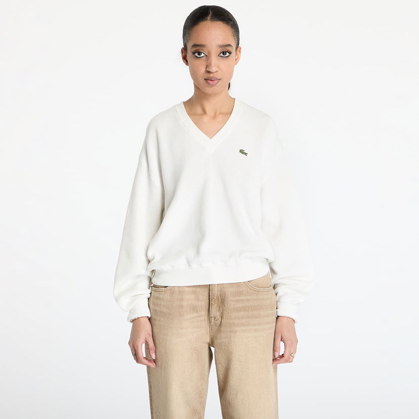 Sweater Lacoste Lacoste Moss Stitch V-Neck Sweater Hvid | AF5622 70V