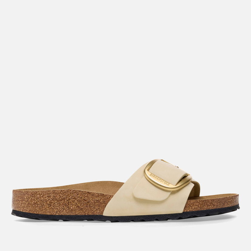 Sneakers og sko Birkenstock Madrid Big Buckle Slim Fit Nubuck Single Strap Sandals - Ecru Beige | 1026604
